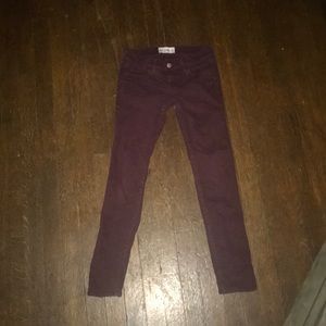 Maroon colored jeans